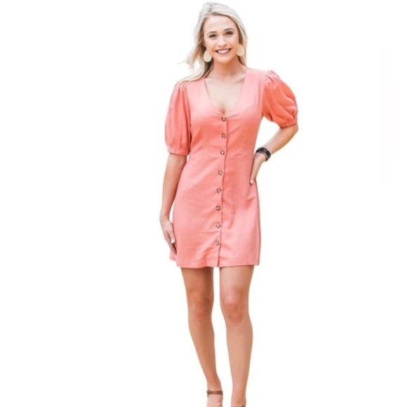 H&M pink button down dress size medium NWOT - Picture 1 of 7